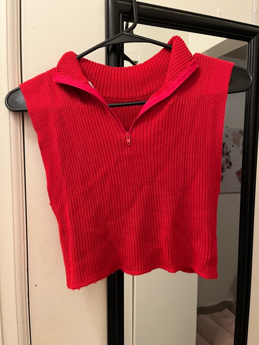 Preswick & Moore Vibrant Red Ribbed Half-Zip Vest